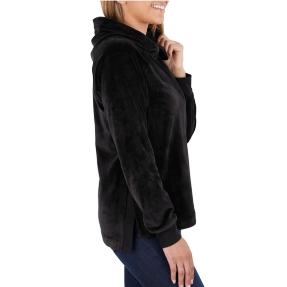 NWT Soft Plush Warm Cozy Hooded Tunic Top, Black Large, Members Mark - Picture 2 of 7